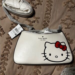 Kate Spade White Crossbody Bag with Hello Kitty Design